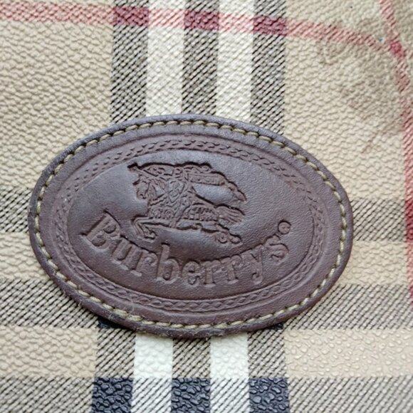 (L4) Authentic Burberry Travel Bag Brown PVC Luxury Vintage Designer Handbag - Picture 7 of 8